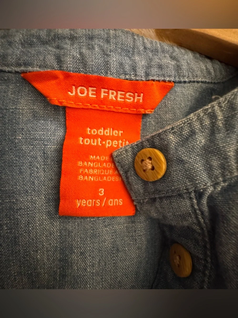 Joe Fresh light blue denim Tie-Waist Girls' Dress - toddler size 3 - Picture 3 of 5